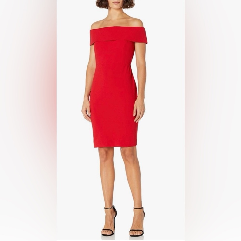 Calvin Klein Red Off-Shoulder Dress – Size 6P
